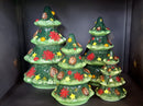 Verlichte porseleinen Kerstboompjes in 4 maten