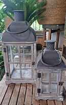 Lantaarn Hout met houten ruitverdeling