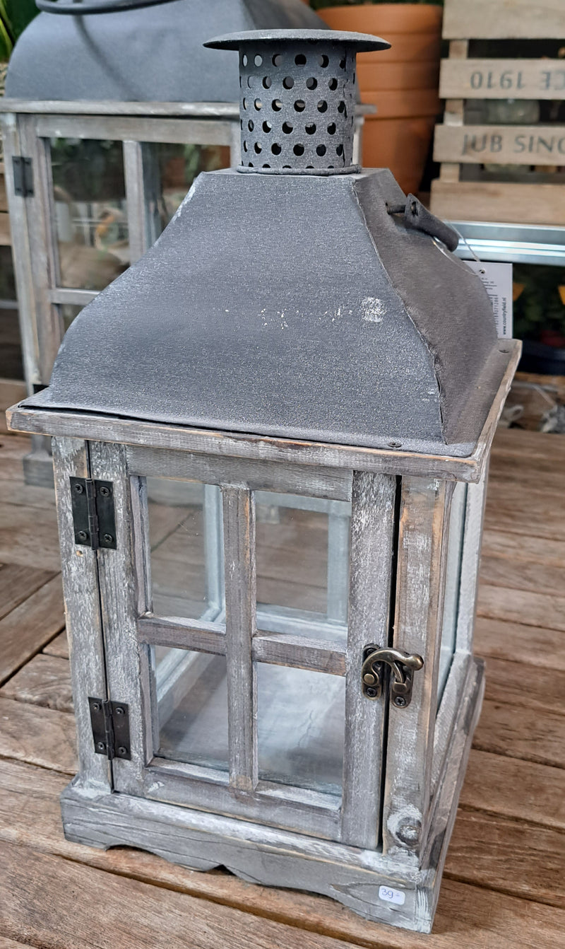 Lantaarn Hout met houten ruitverdeling