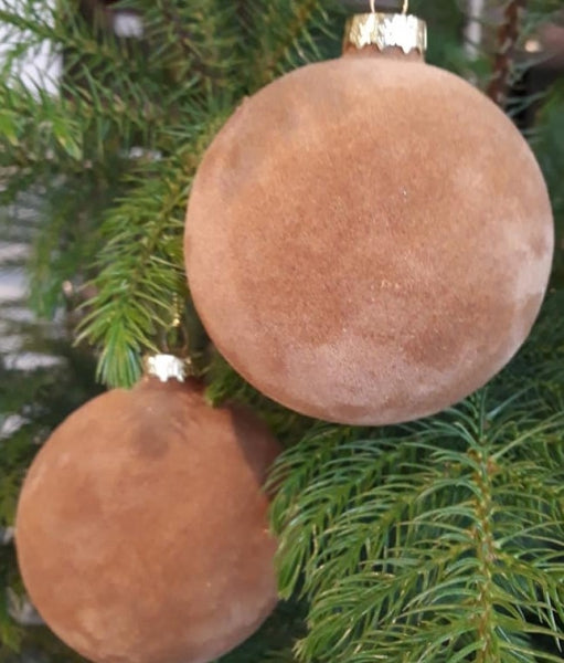 Kerstbal oker/mosterd velours