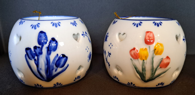 Waxinelichthouder in Delfts Bauw of Delfts Blauw met een kleurtje