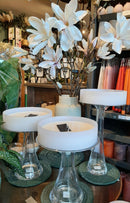 Glazen kaarsenplateau op voet